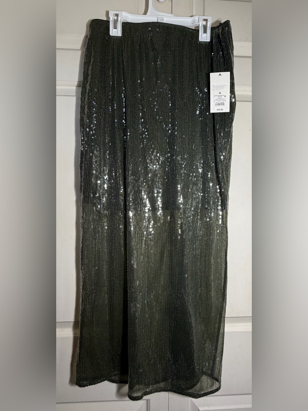 a new day Olive Green Sequin Maxi Skirt